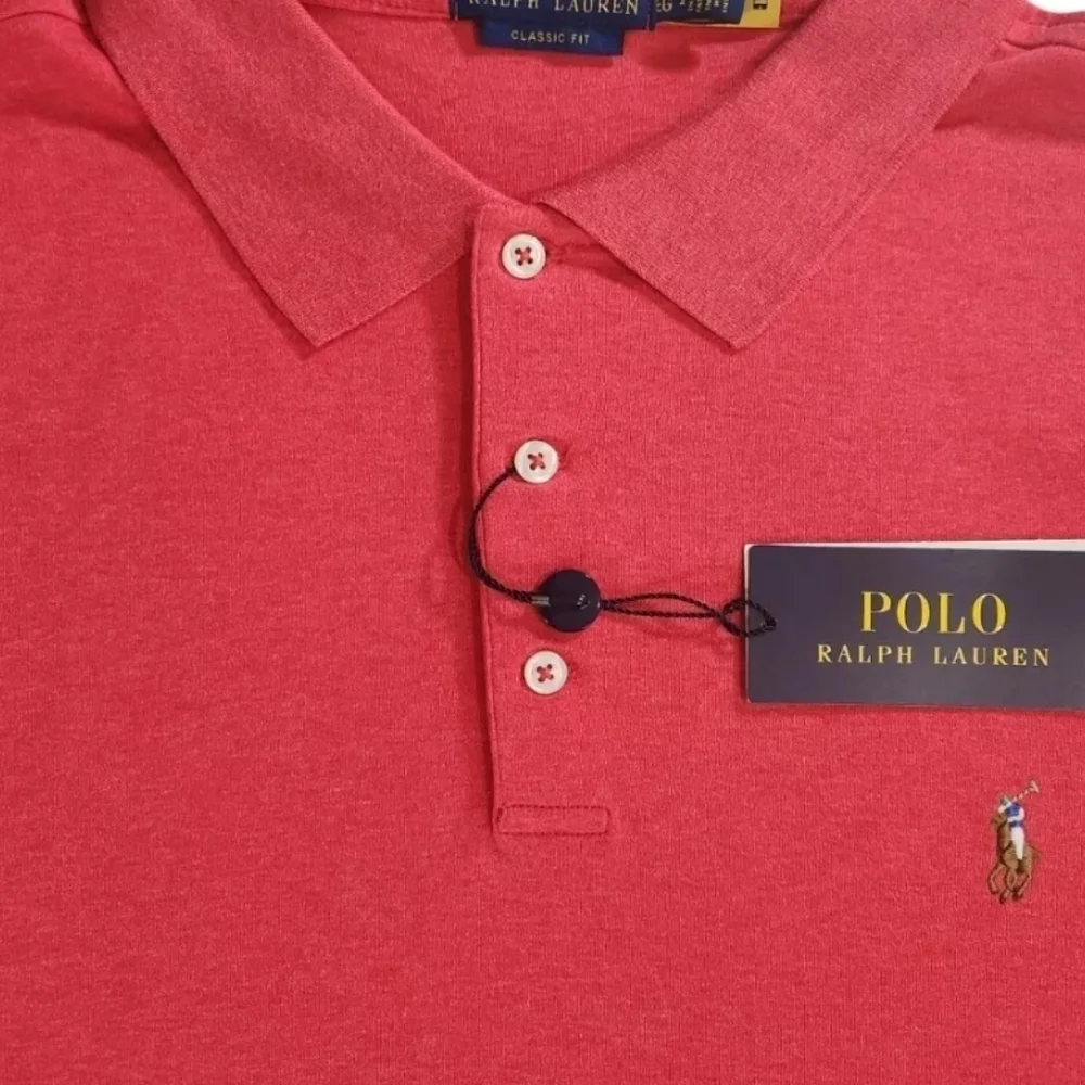 NWT Polo Ralph Lauren Men's Classic Fit Polo Shirt Heathered Rosette Size Large